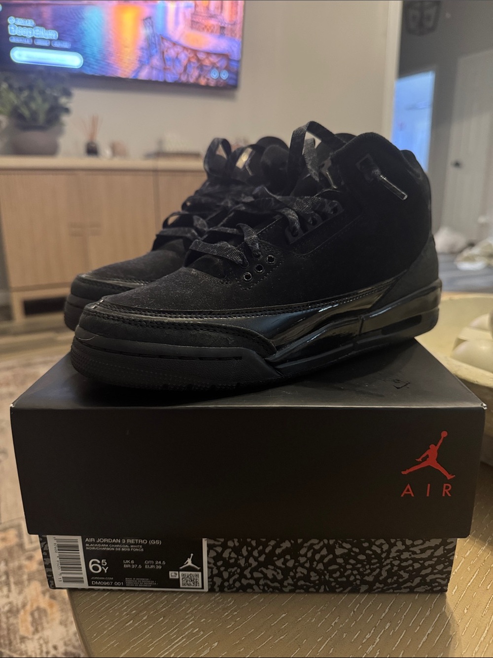 Jordan Retro 3 Black Suede Sneakers